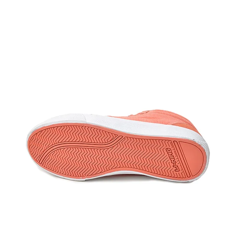 LINING Skateboard Shoes Women's Mid Top Salmon Flesh Pink/White-4