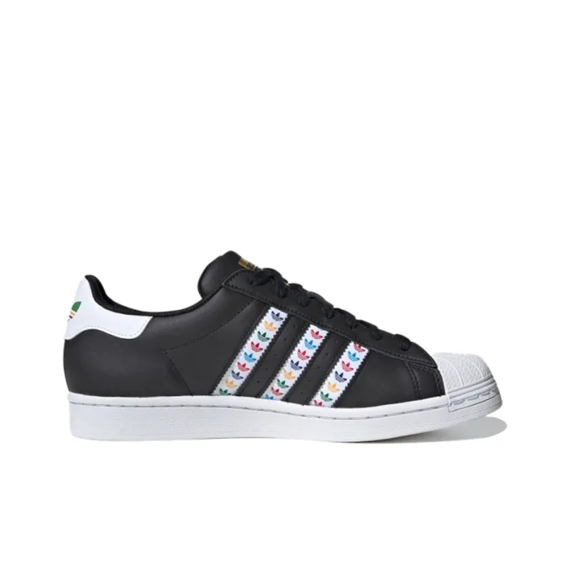 Adidas Superstar Black Multi Color Trefoil Stripes-1