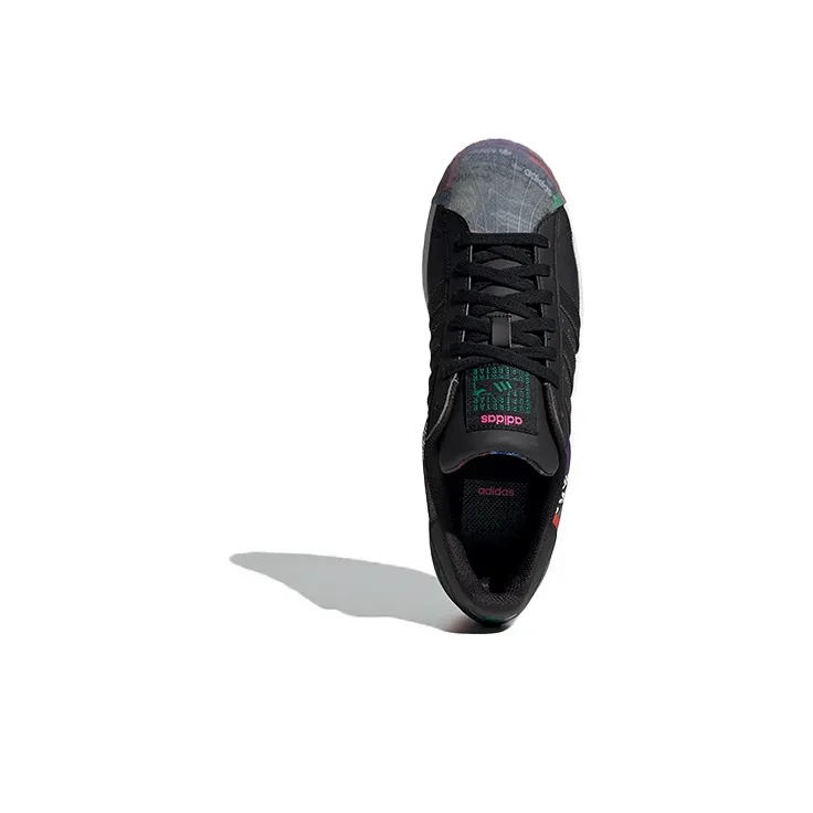 Adidas Originals Superstar Shoes 'Core Black Purple Green'-4
