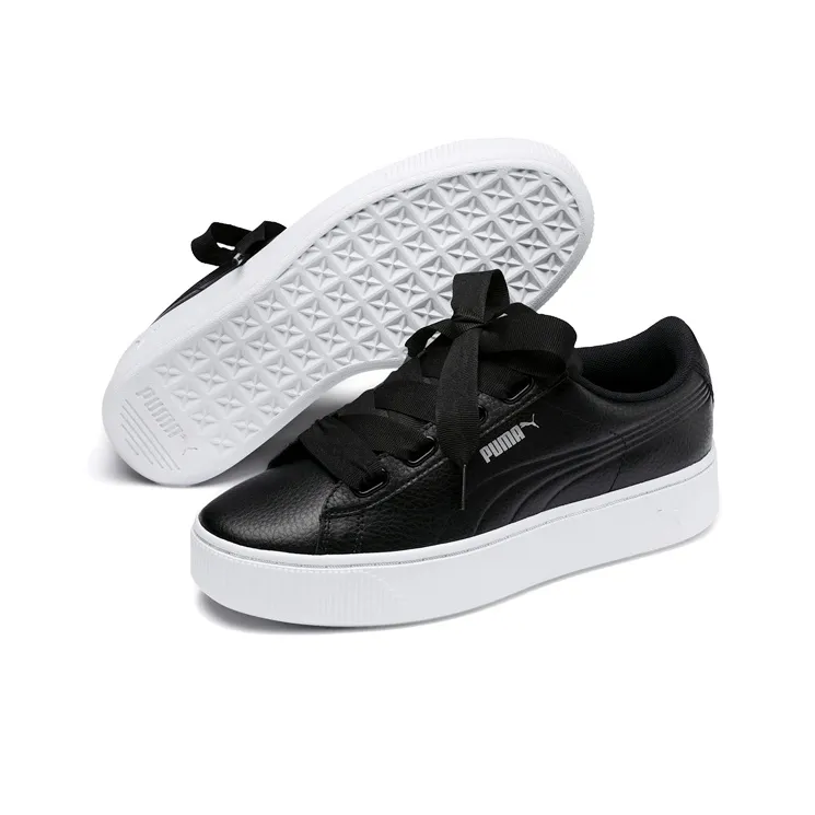 PUMA Vikky Stacked Ribbon Core Sneakers Black/White Women's-4
