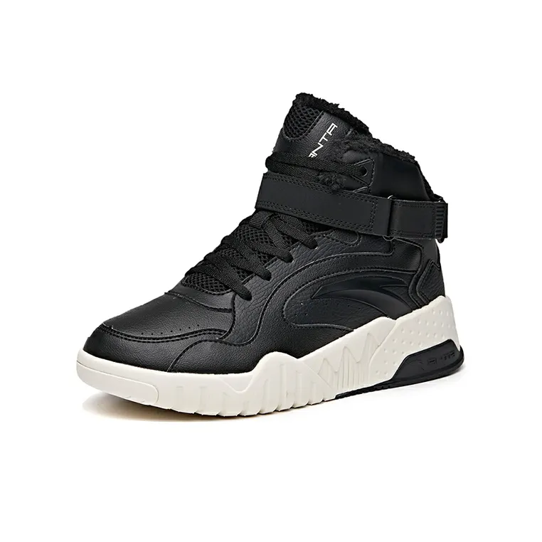 Anta Life Collection High Top Skateboard Shoes Women's Black White-1