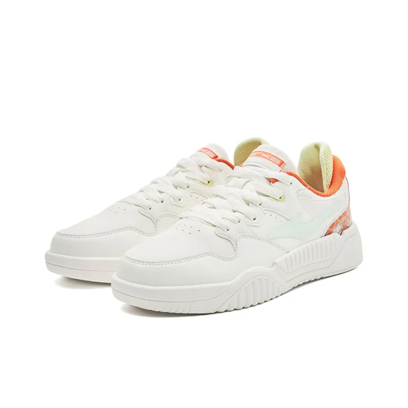 Erke War Song Low Top Skateboard Shoes Men's White Orange-1
