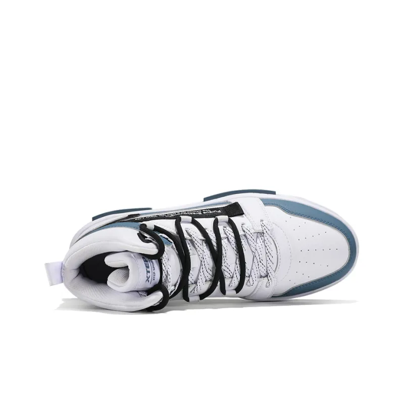 XTEP Anti Slip Wear Resistant High Top Skateboard Shoes Men's White Blue Black-3