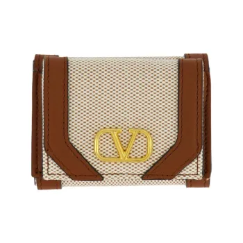 Valentino Canvas With Leather Wallet Mini Women's Beige/Brown