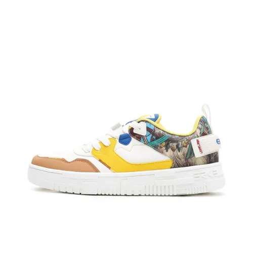 Erke Xun Skateboard Shoes Men Low-Top Ivory/Rainbow Blue