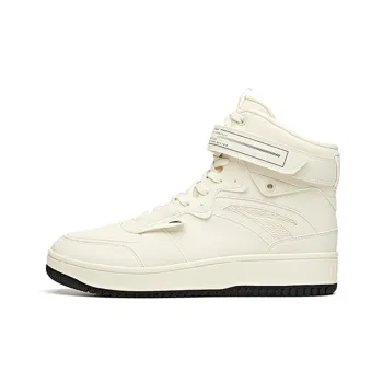 Anta Slip Resistant High Top Skateboard Shoes Men's Light Beige White
