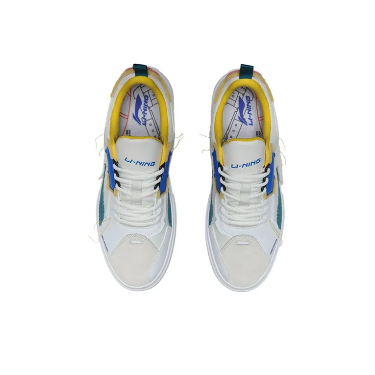 LiNing CF Coverage Thermal Slip Resistant Low Top Skateboard Shoes Men's White Blue-3