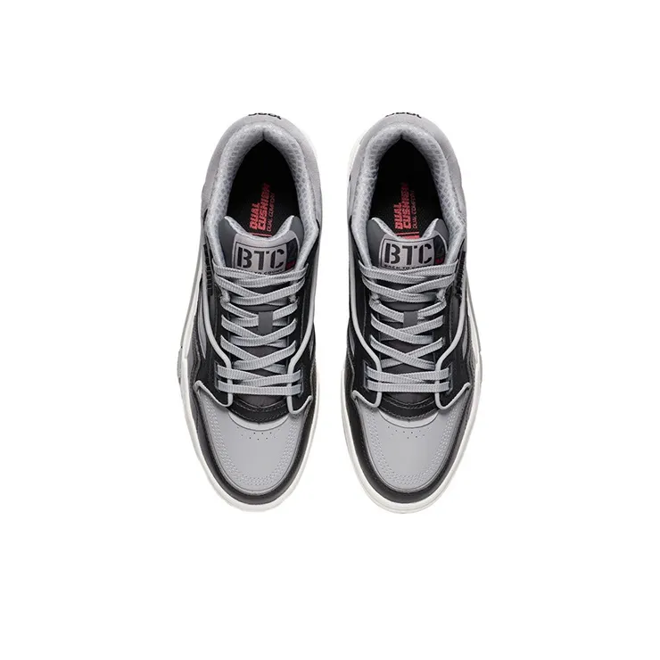 LiNing 001 BTC BTC Cushioning Wear Resistant Low Top Skateboard Shoes Men's Snow Gray-3