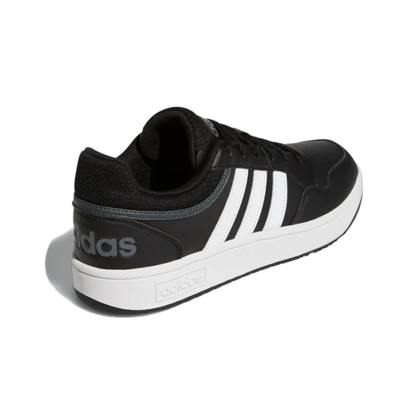 Adidas Hoops 3.0 Low Black White Stripes-3
