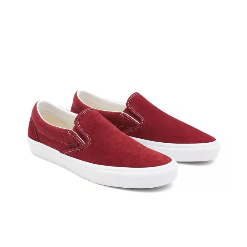 Vans Slip On Breathable Non Slip Wear Resistant Low Top Casual Skate Shoes Deep Red-2