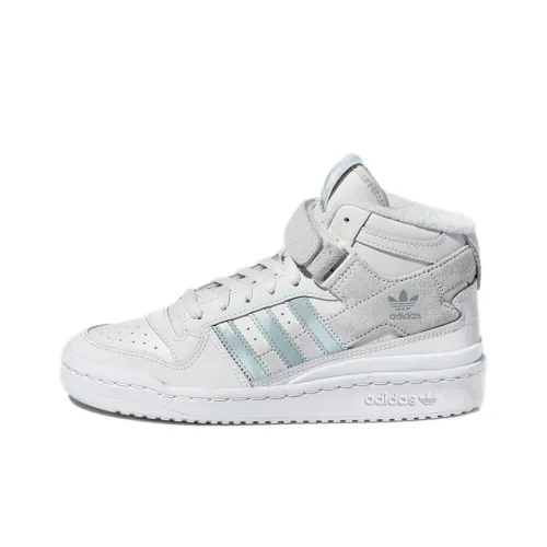 Adidas Originals FORUM Skateboard Shoes Women's High-Top White Gray/Light Blue