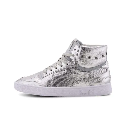 PUMA Ralph Sampson Skateboard Shoes Women's Mid-Top Metallic Silver