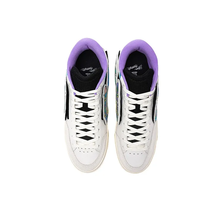 Steven Harrington x LiNing Wave Anti Slip And Wear Resistant Lightweight High Top Skateboard Shoes Women's White-3