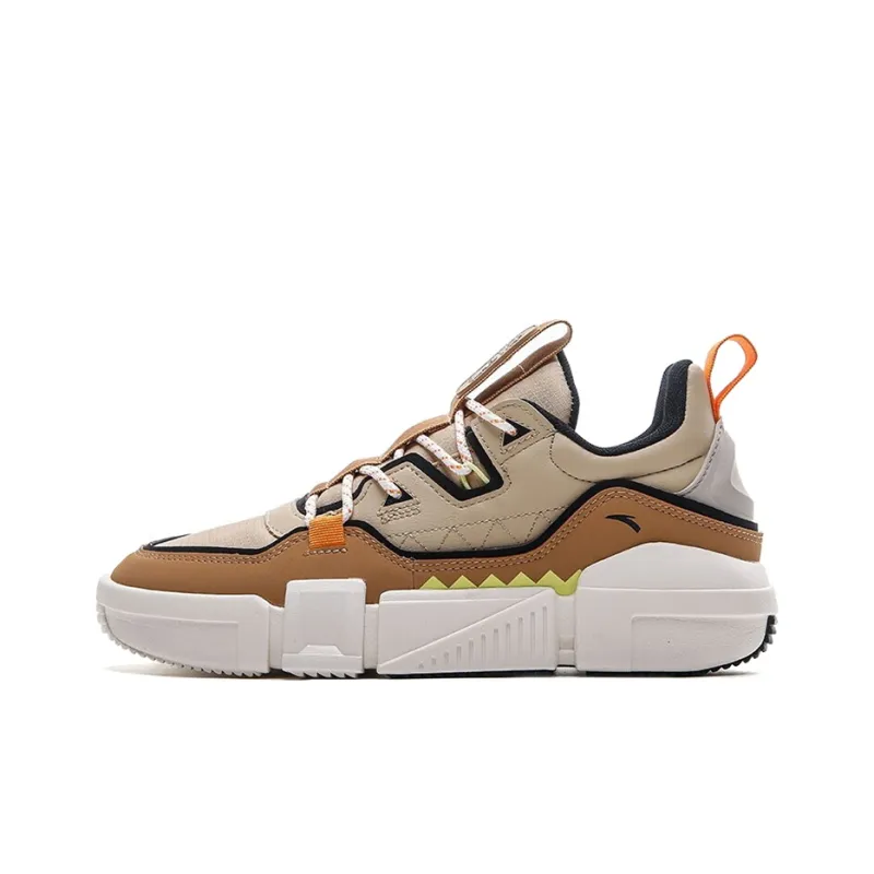 Anta Life Collection Coverage Anti Slip And Wear Resistant Breathable Low Top Skateboard Shoes Men's Brown Black White-0