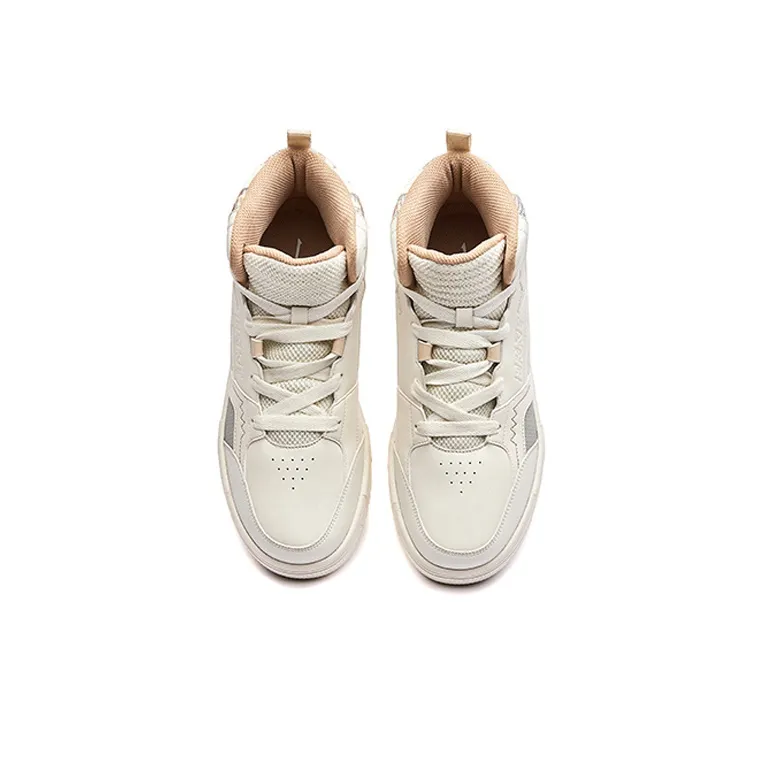 Erke Coverage Slip Resistant Cushioning Abrasion Resistant Height Increasing High Top Skateboard Shoes Men's Linen-3