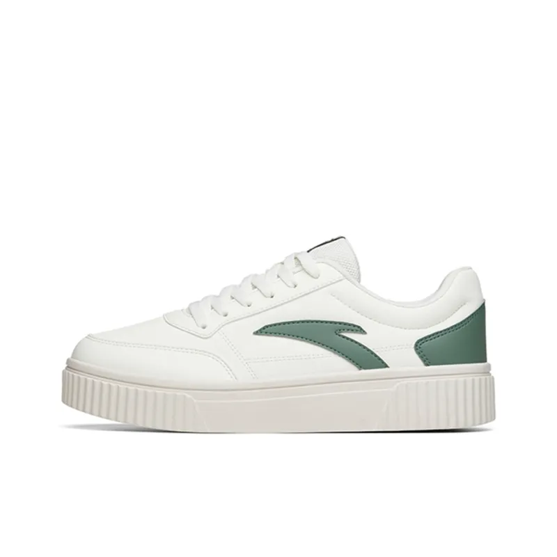 Anta Life Collection Cookie Shoes Slip-Resistant Cushioning Wear-Resistant Low-Top Skateboard Shoes White Green-0