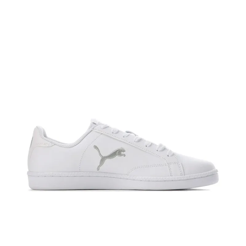 PUMA Smash Cat L Anti-Slip Wear-Resistant Lightweight Breathable Low-Top Skateboard Shoes Unisex White Silver-1