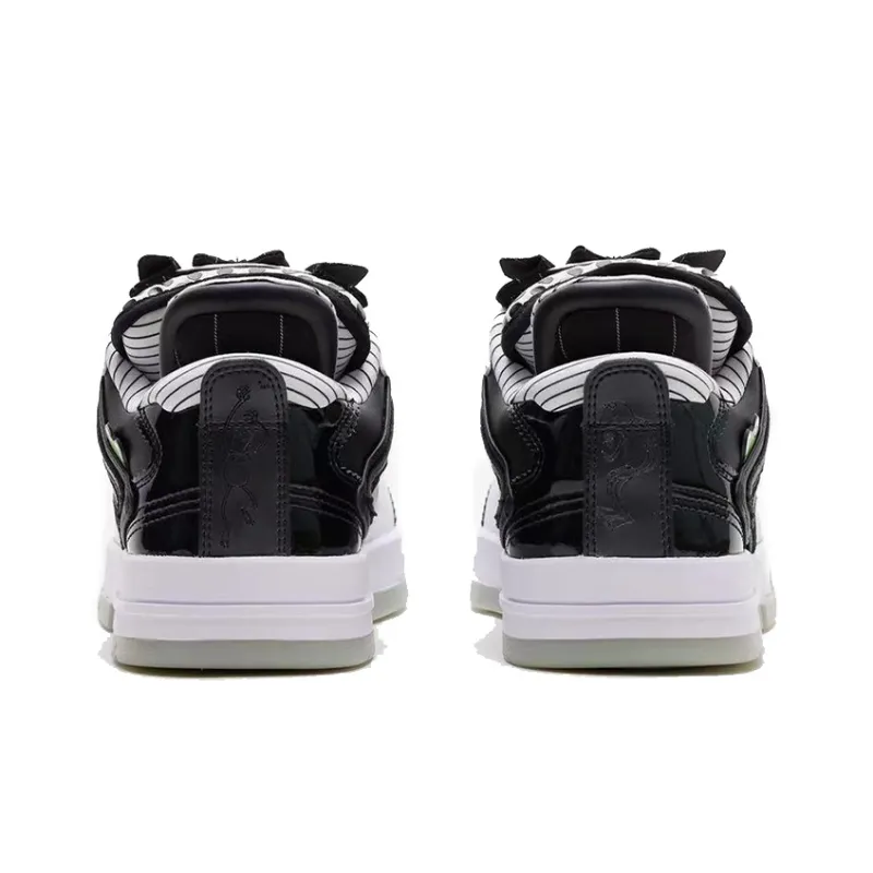 Disney LiNing Wei Wu PRO Lightweight And Wear resistant Low Top Skateboard Shoes Men's Black White-5