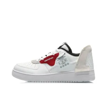 LiNing CF Disarray Anti Slip Wear Resistant Low Top Skateboard Shoes White Black Red