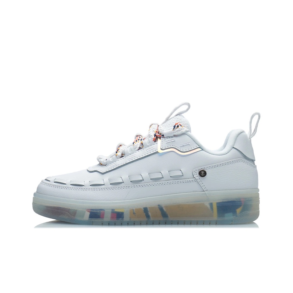 LINING Skateboard Shoes Women's Low-Top White Gray US W 6.5
