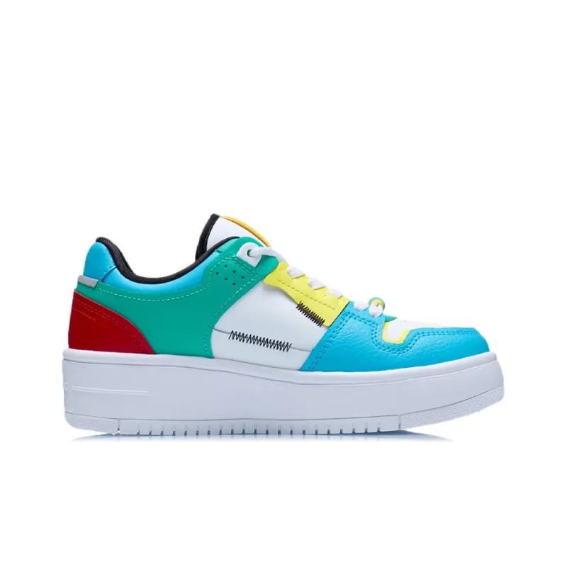 LiNing Tianji Durable Breathable Low-Top Skateboard Shoes Women's White Blue Green-1