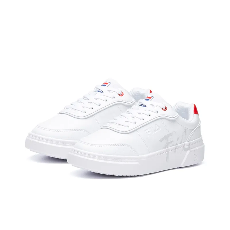 FILA FUSION Game Point Slip Resistant Cushioning Abrasion Resistant Low Top Skateboard Shoes Women's White Red-2