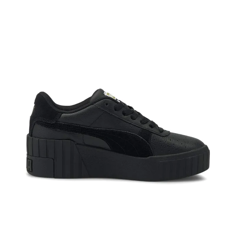 PUMA Cali Wedge Mi Anti-Slip And Wear-Resistant Lightweight Balance Low-Top Skateboard Shoes Women's Black Gold-1