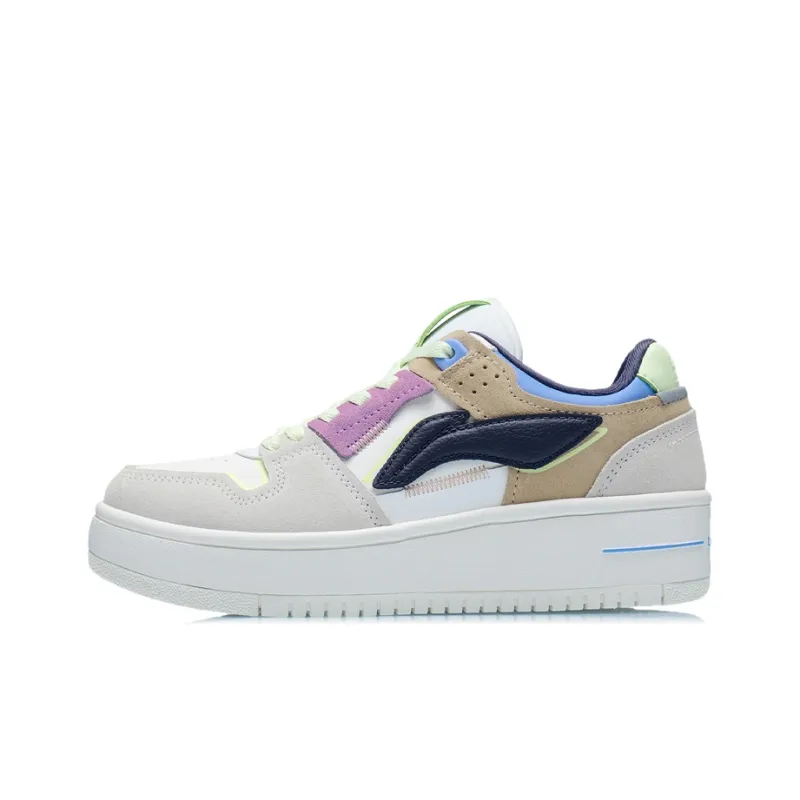 LiNing Tianji Slip Resistant, Abrasion Resistant, Lightweight, Breathable Low Top Skateboard Shoes Women's Mist White-0