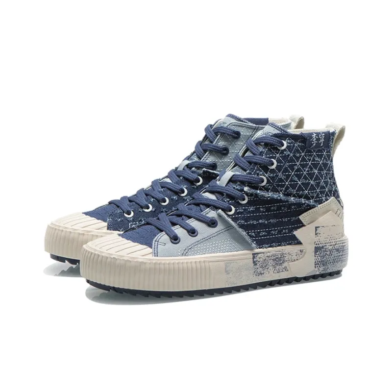 LiNing Medal Slip-Resistant Lightweight Wear-Resistant High-Top Skateboard Shoes White Blue-2