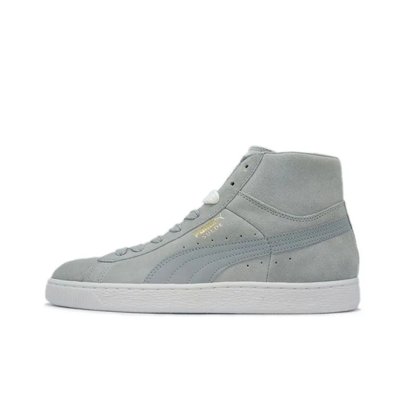PUMA Suede Mid Classic Coverage Lightweight Breathable Mid-Top Skateboard Shoes Men's Gray-0