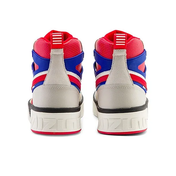 Mizuno Court Cl Mid Coverage Anti Slip And Wear Resistant Breathable High Top Skateboard Shoes Unisex White Red Blue-3