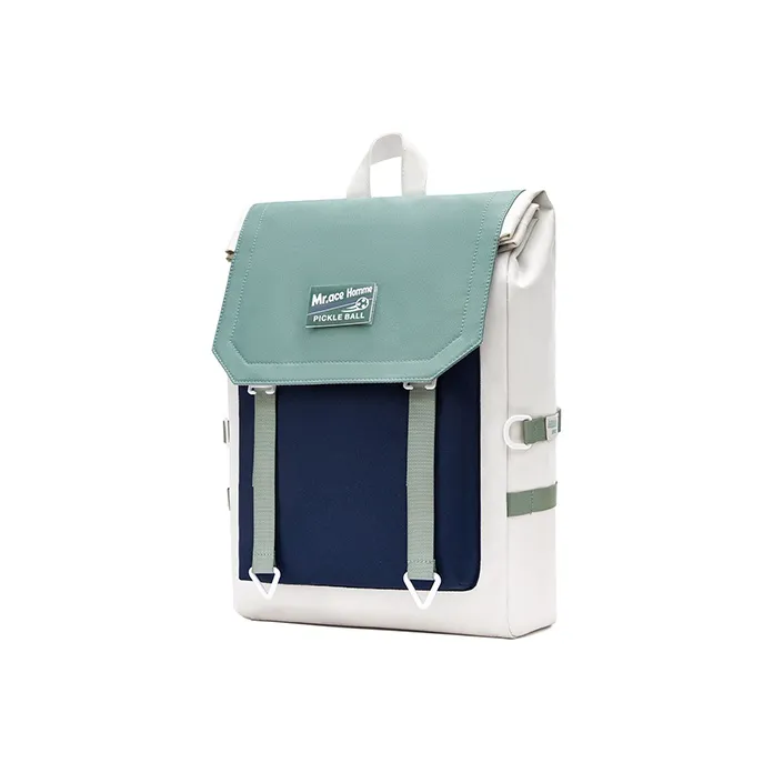 MR.ACE HOMME Polyester Students' Computer Backpack Regular Unisex Dusty Blue White/Caramel White-2