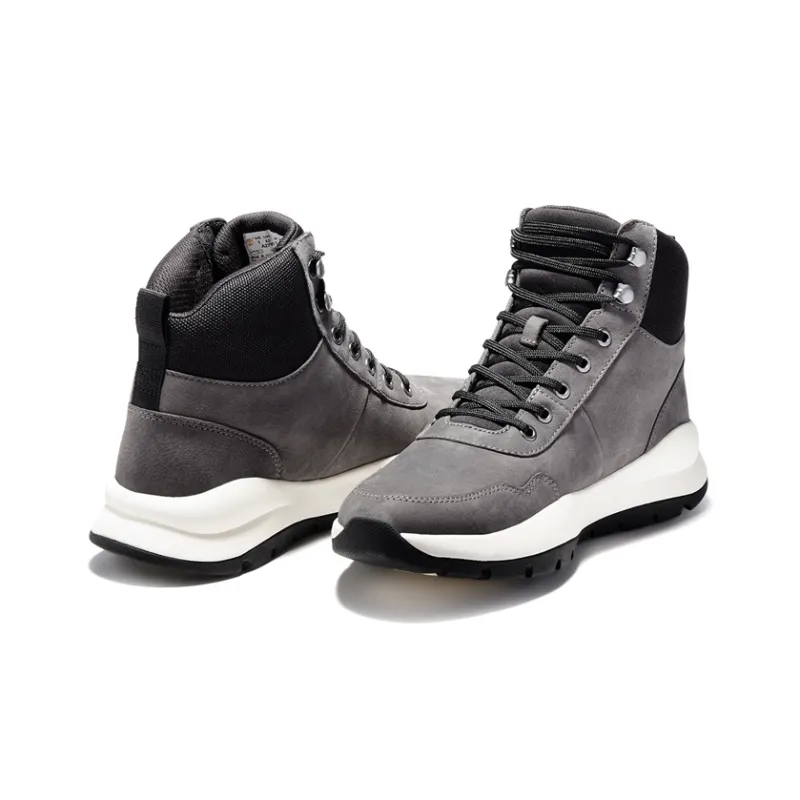 Timberland Boroughs Wear-Resistant High-Top Skateboard Shoes Men's Gray Black Multicolor-3