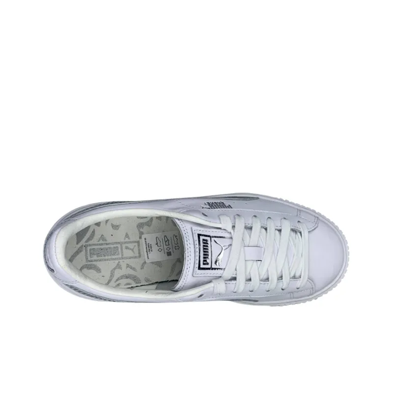 PUMA Basket Skate Shoes 'White Silver' Women's-2