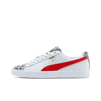 PUMA Clyde Leopard Sneakers White/Red Women's