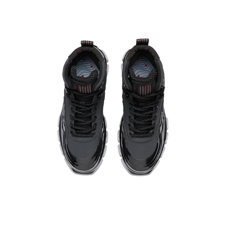 LiNing CF Tracing Majestic Anti Slip Wear Resistant High Top Skateboard Shoes Unisex Black-3