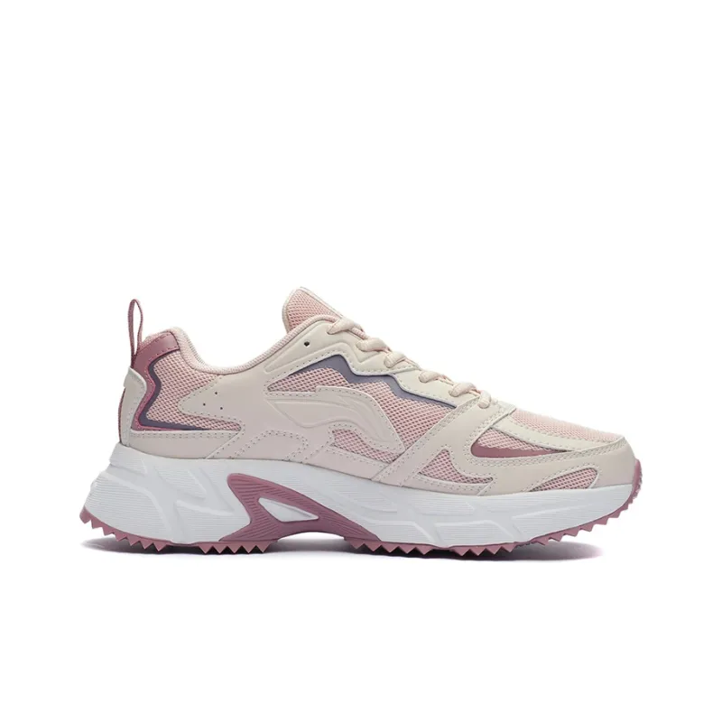 LiNing Coverage Thermal Slip Resistant Low Top Skateboard Shoes Women's Light Gray Pink-1