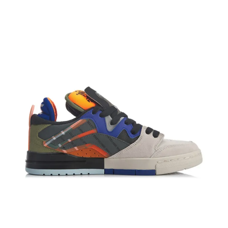 XLARGE x LiNing Coverage Anti Slip And Wear Resistant Low Top Skateboard Shoes Men's Gray Orange-1