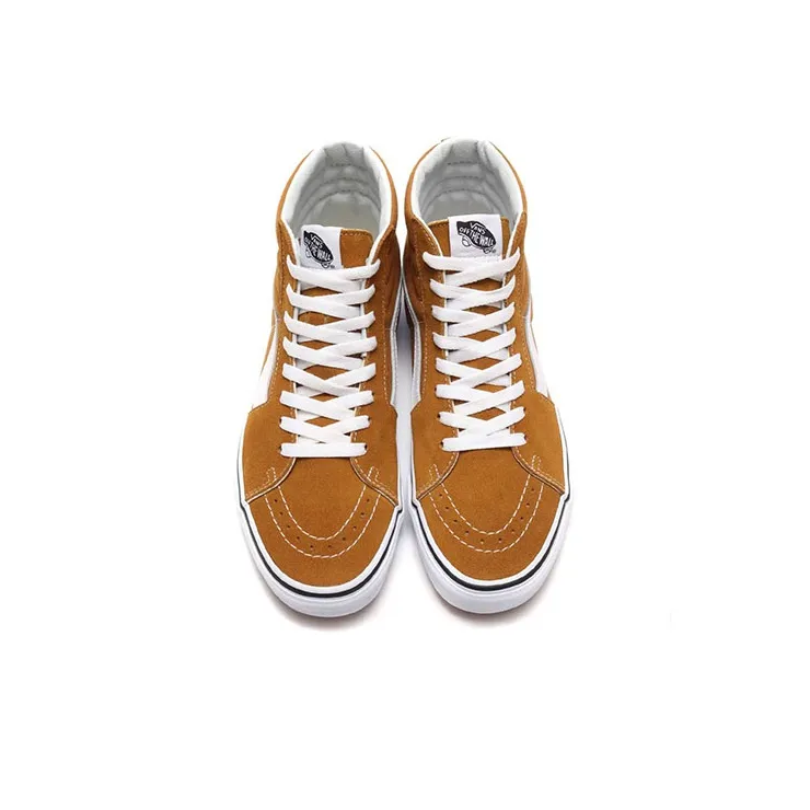 Vans SK8 HI Breathable Wear Resistant Non Slip Retro High Top Casual Skate Shoes Unisex Brown-3