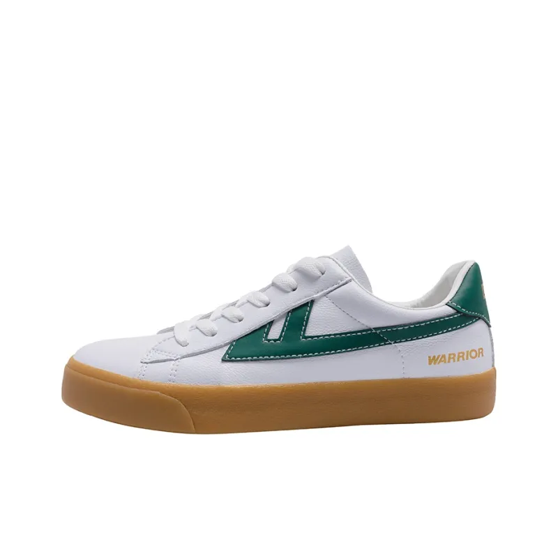 Warrior Cushioning Wear Resistant Low Top Skateboard Shoes Unisex White Dark Green-0