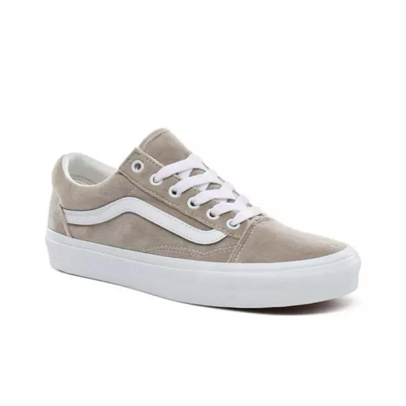 Vans Velvet Old Skool Shoes Beige 'Gray White'-2