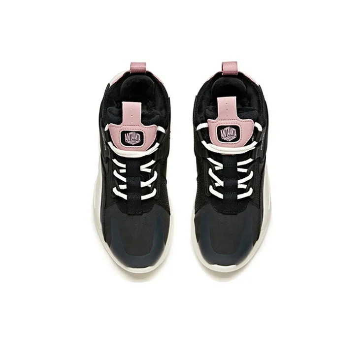 Anta Life Collection Cushioned Wear-Resistant Balanced Breathable Low-Top Skateboard Shoes Women's Black Lotus Pink-2