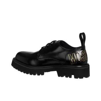 MOSCHINO Logo print Lace up Leather Boots