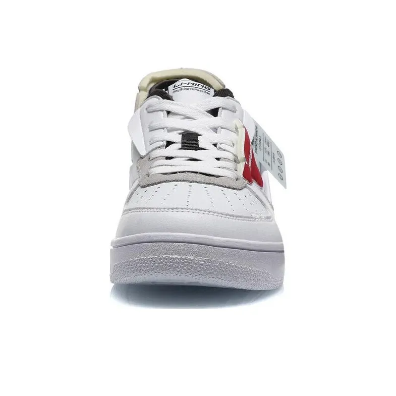 LiNing CF Deconstruction Anti Slip Wear Resistant Low Top Skateboard Shoes Men's White Black Red-4
