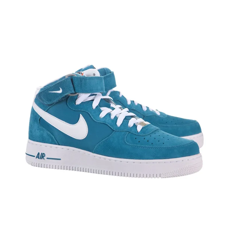 Nike Air Force 1 Skateboard Shoes Men Mid-Top Blue/White-2