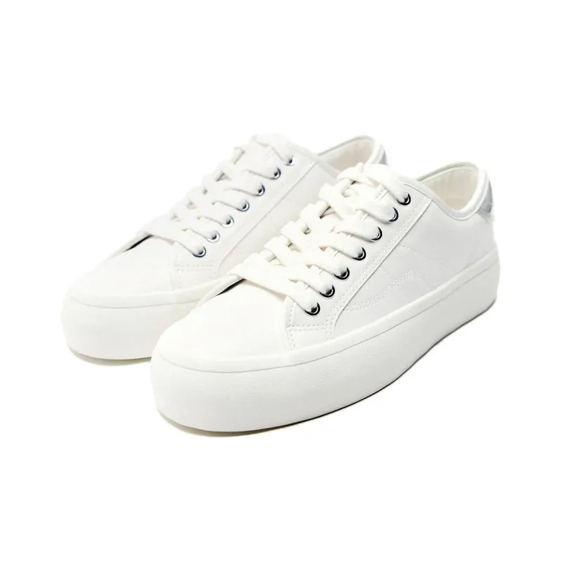 ZARA Low-Top Skateboard Shoes 3cm Women's Silver-1