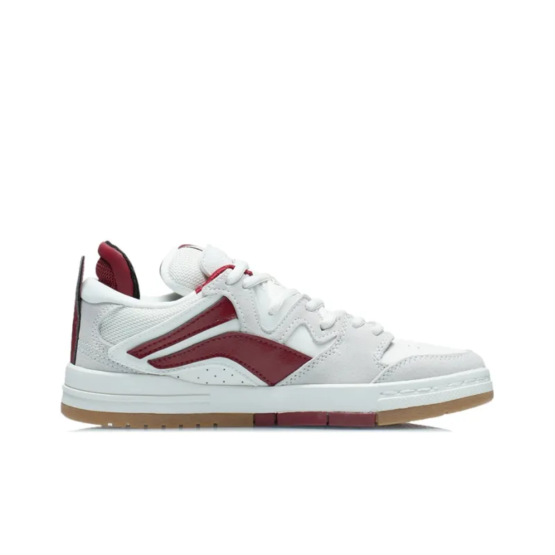 LiNing Wei Wu PRO Anti Slip Wear Resistant Low Top Skateboard Shoes Women's White Gray Red-1