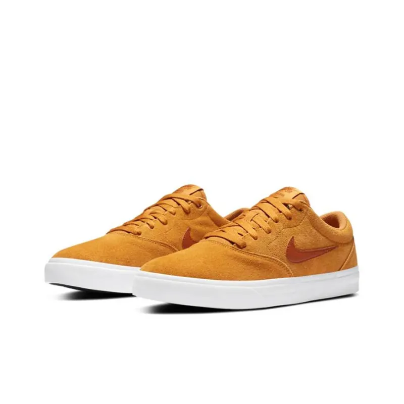Nike SB Charge Suede Slip-Resistant Low-Top Skateboard Shoes Men's Brown Yellow-2