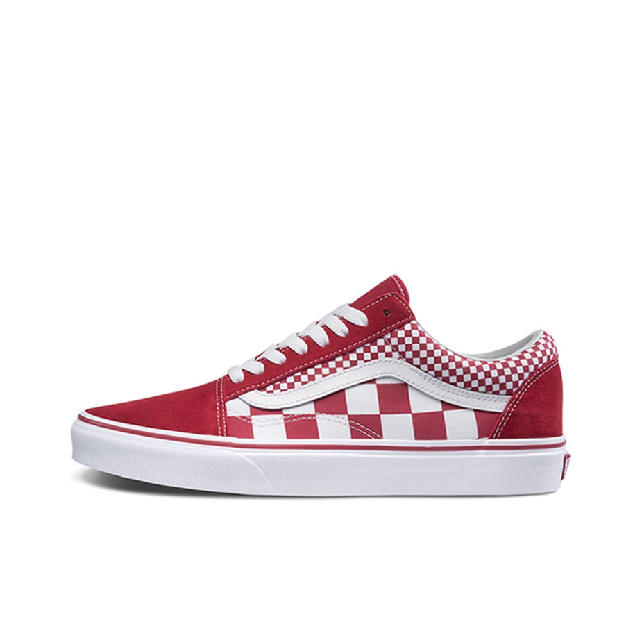 old skool checkered vans red POIZON