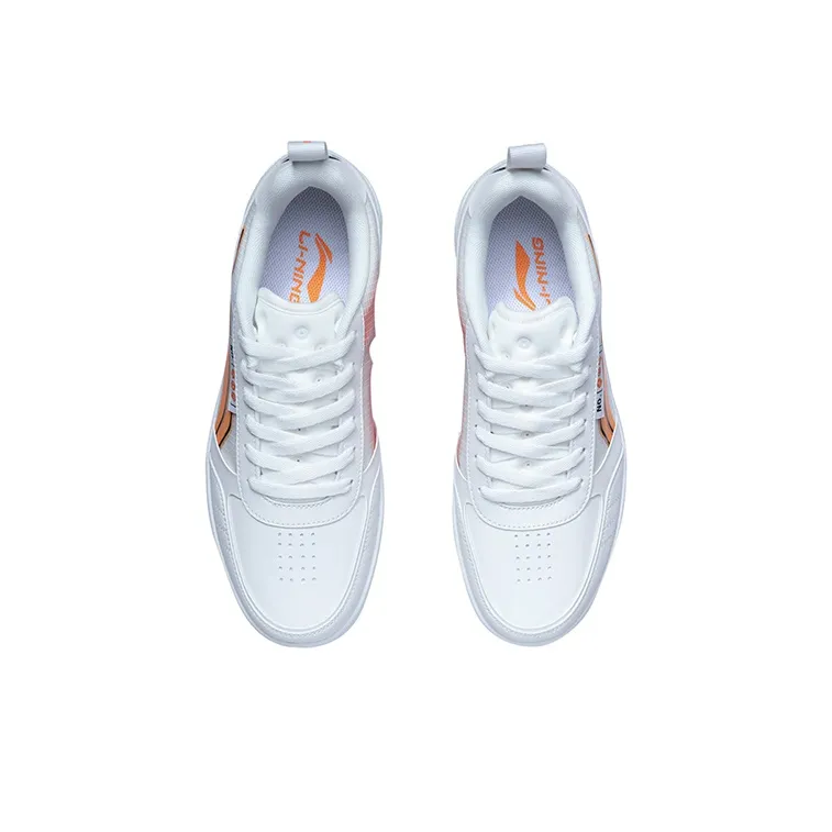 LiNing NO.258 Anti Slip Wear Resistant Low Top Skateboard Shoes Unisex White Orange-3